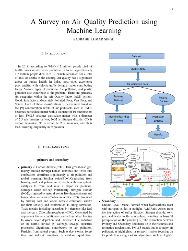 A Survey On Air Quality Prediction Using Machine Learning | PDF ...