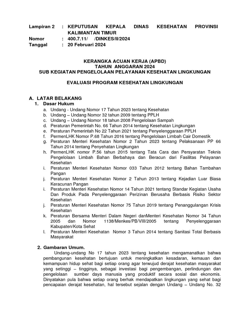 Evaluasi Program Kesling 2024 Kaltim | PDF
