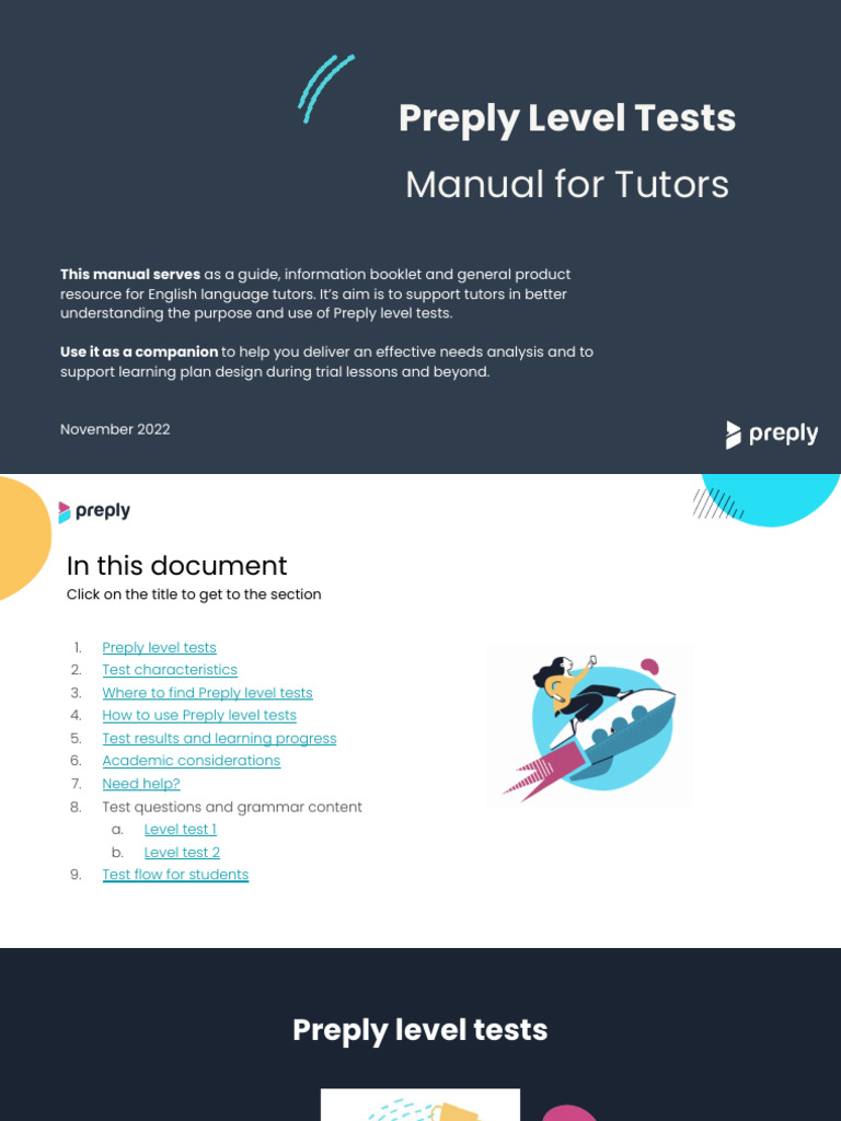 Preply Level Tests Guide for Tutors | PDF | Verb | Grammar