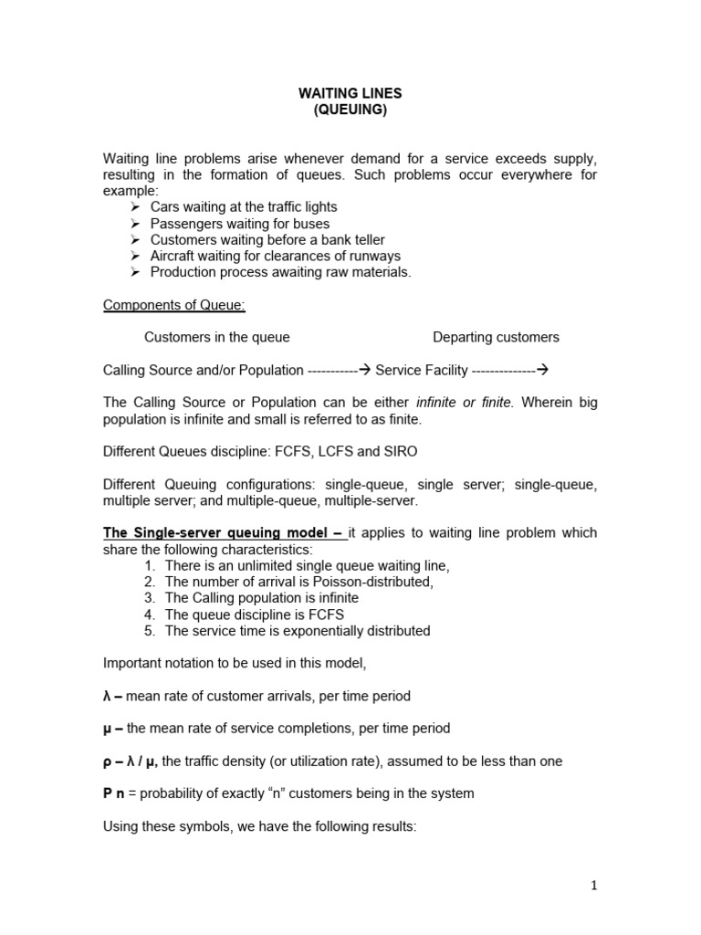 Waiting Lines | PDF | Probability Theory | Applied Mathematics