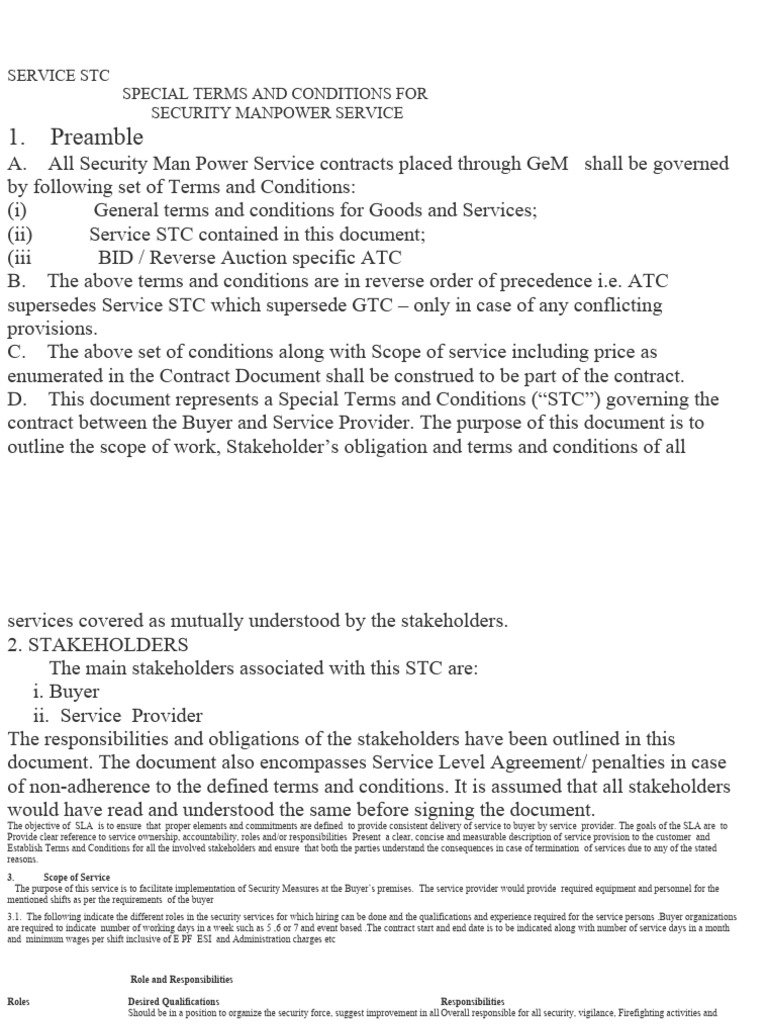Security Manpower Service Terms & Conditions | PDF | Security Guard ...