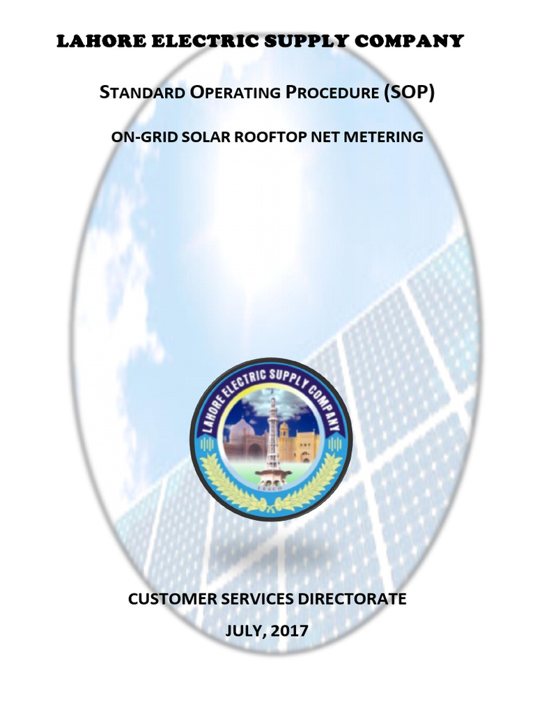 On-Grid Solar Rooftop Net Metering SOP | PDF | Distributed Generation ...