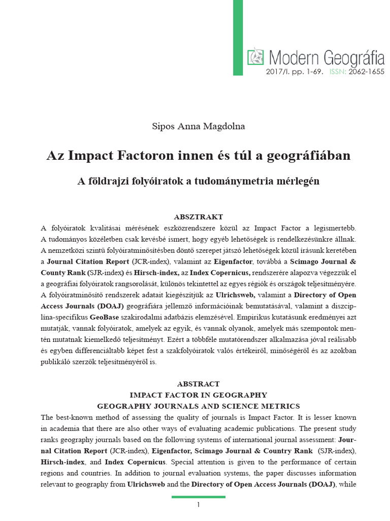 Az Impact Factoron Innen És Túl A Geográfiában | PDF