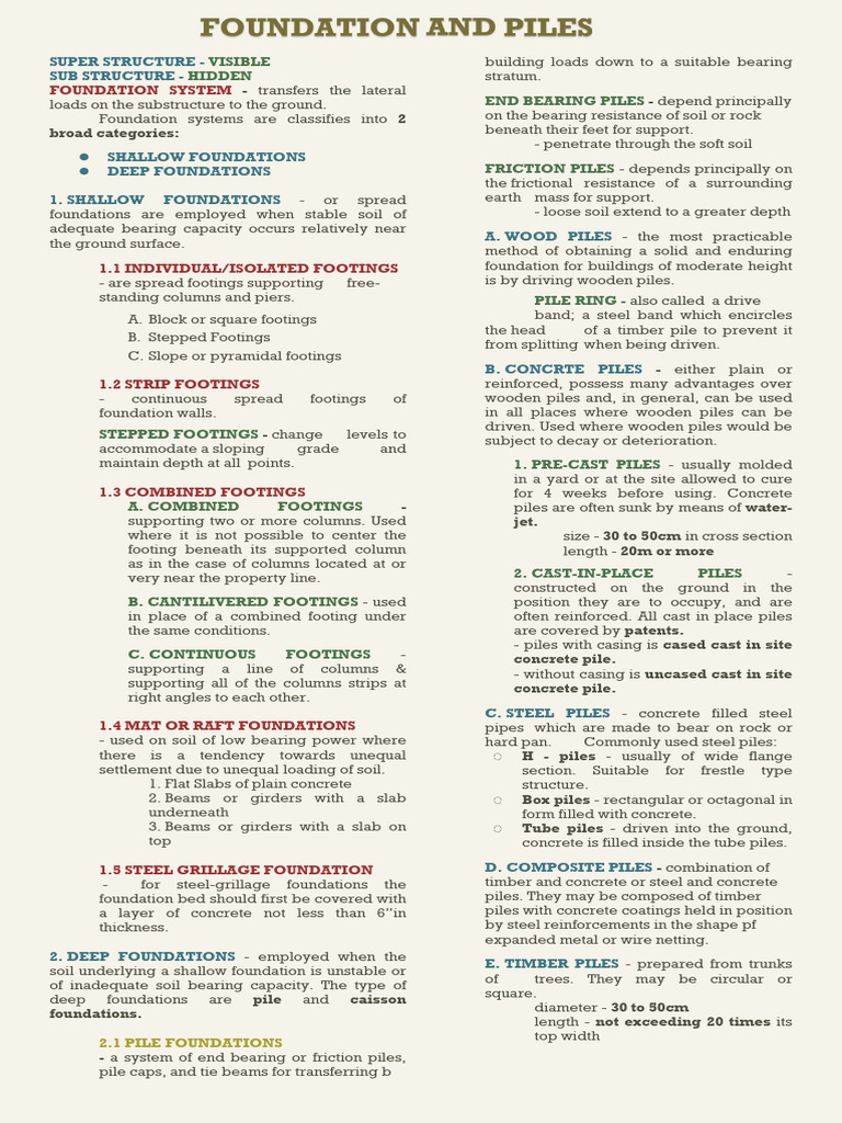 Foundations, Piles, and Curtain Walls | PDF | Deep Foundation ...