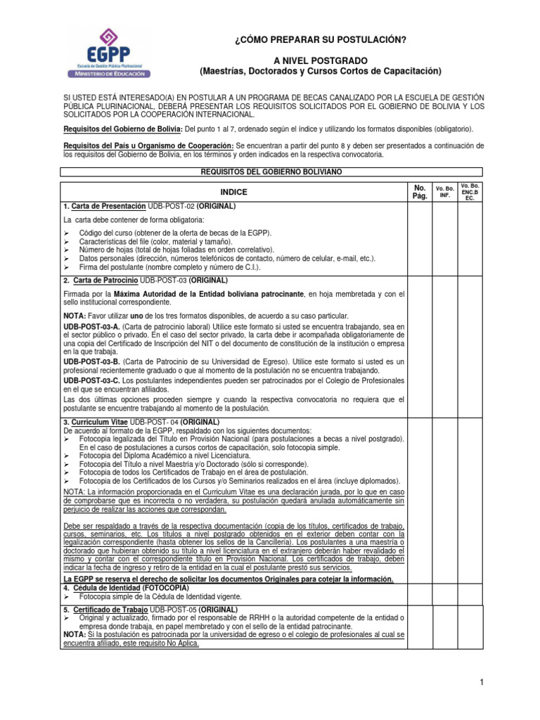 Requisitos para Postulación a Becas de Postgrado | PDF | Documento de ...