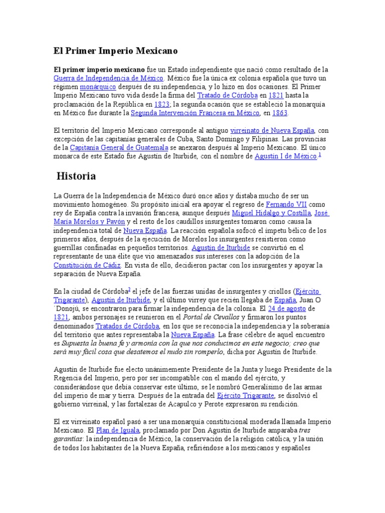 El Primer Imperio Mexicano México Política
