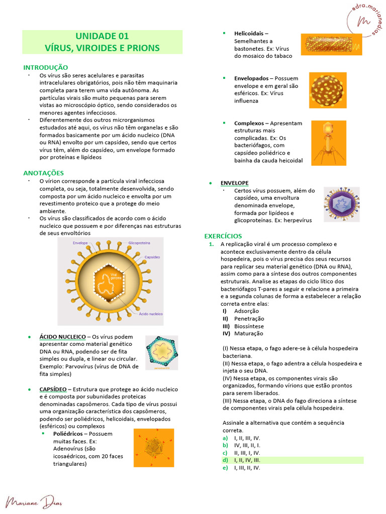 01 - UNIDADE 01 - Vírus, Viroides e Prions | Download grátis PDF ...