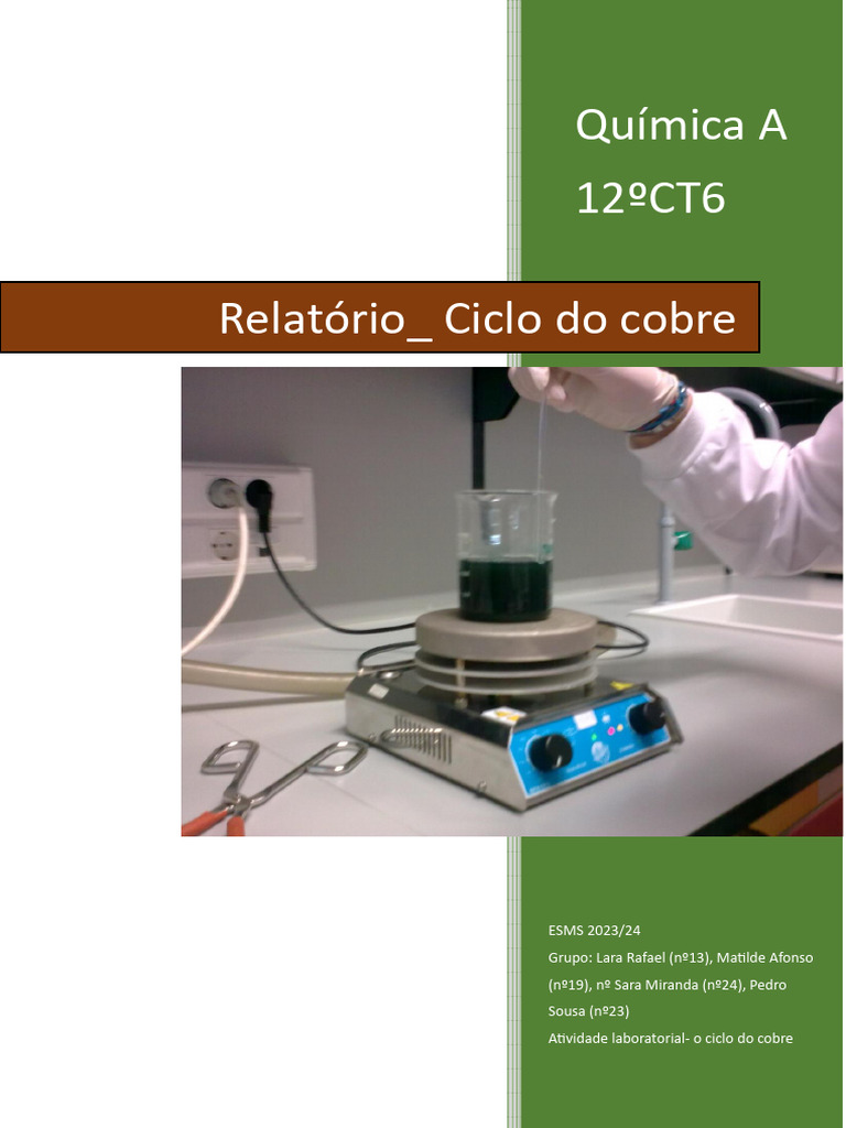 Ciclo do Cobre: Reciclagem e Rendimento | PDF | Reações químicas | Cobre