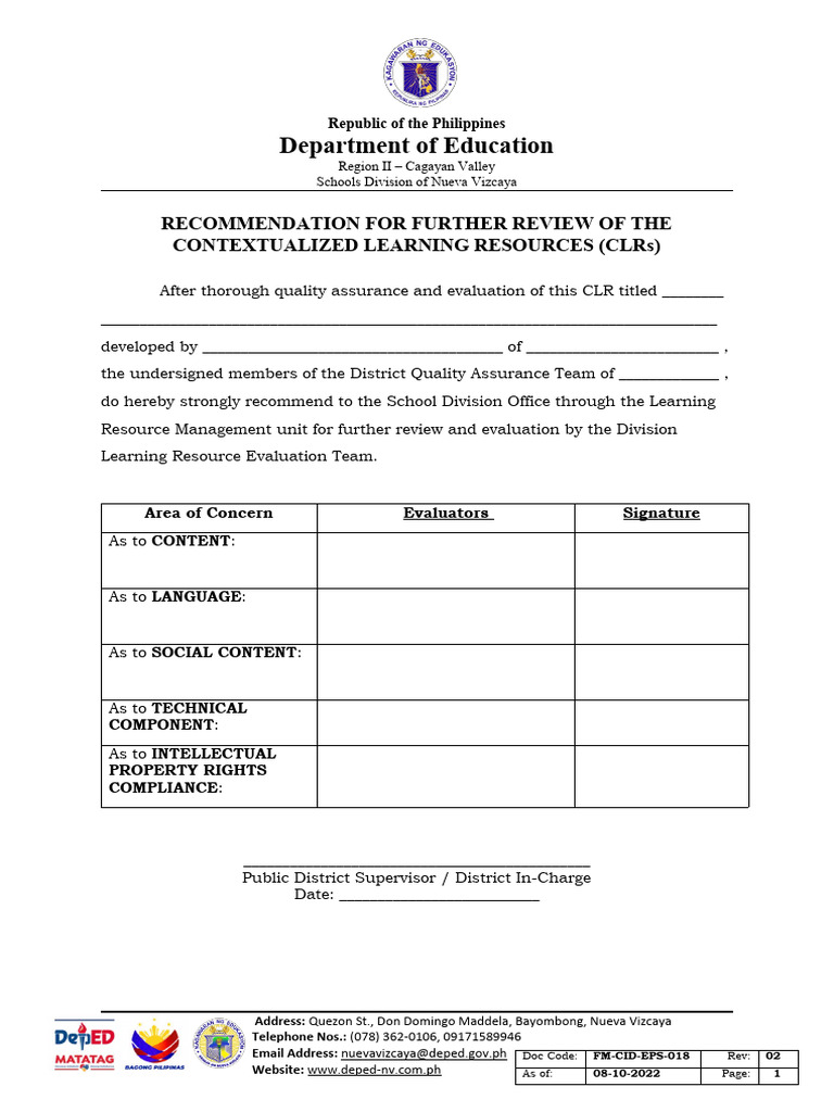 6 fm cid eps 017 recommendation for further review of the