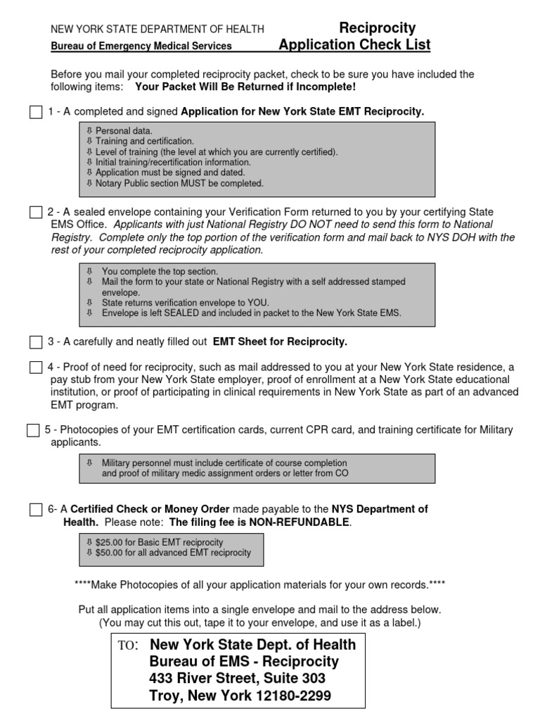 Reciprocitychecklist | PDF | Emergency Medical Technician | Emergency ...