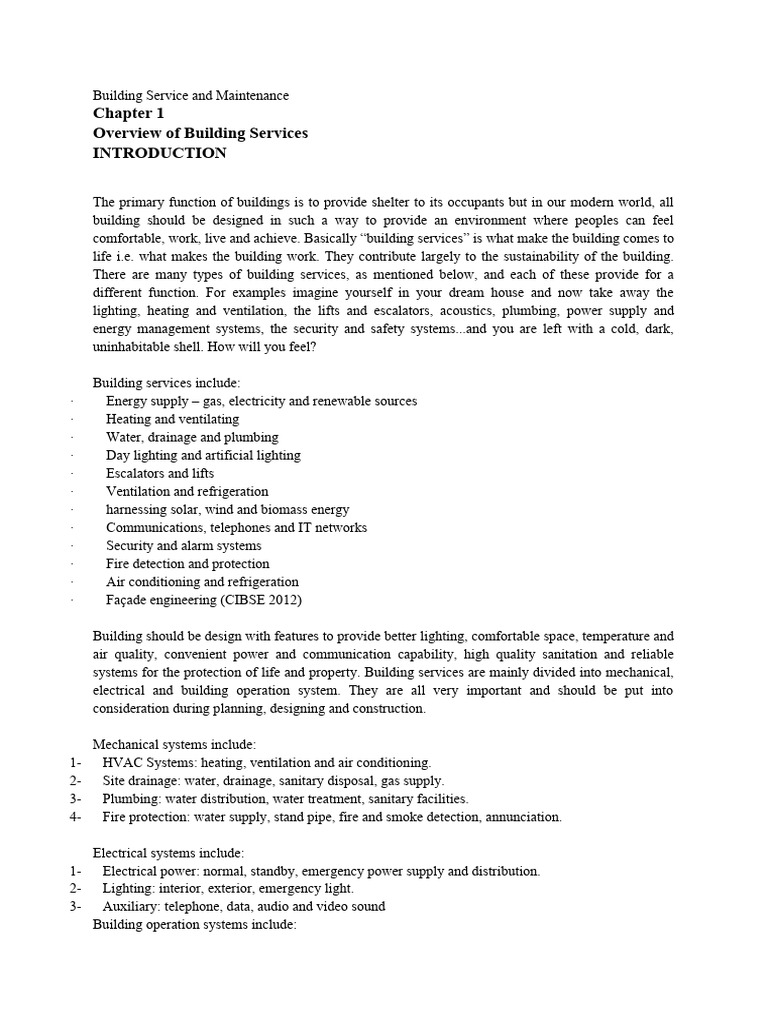 Overview of Building Services | PDF | Elevator | Building Automation