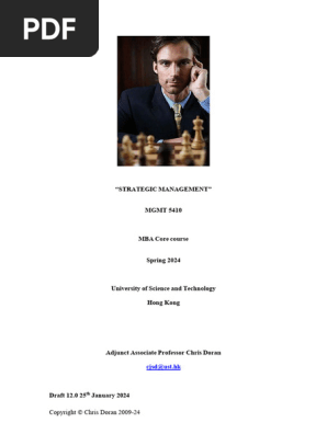 MGMT5410 STRATEGIC MANAGEMENT - Outline 25-1-24 | PDF