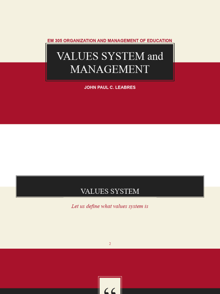 Understanding Values Systems in Management | PDF | Disciplines | Social ...