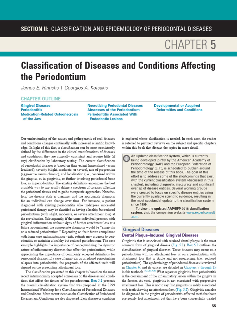 Diagnosis and Classification of Periodontal Disease and Prognosis | PDF ...