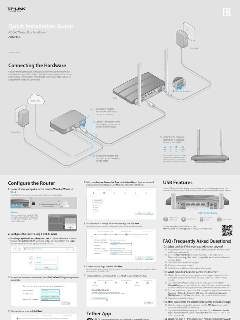 tp link archer c50 installation