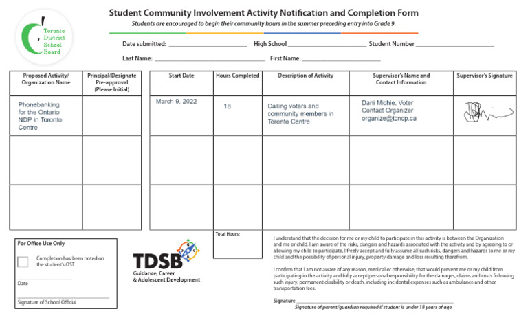 Community Involvement Activity Form | PDF | Wellness