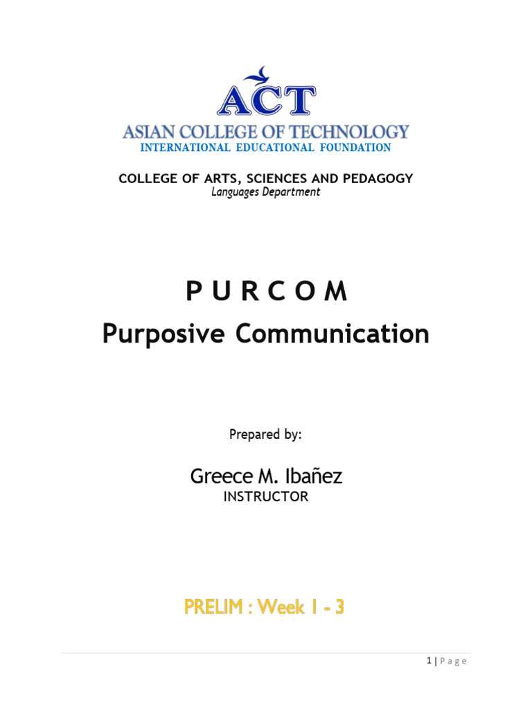 Purposive Communication Course Overview | PDF | Nonverbal Communication ...