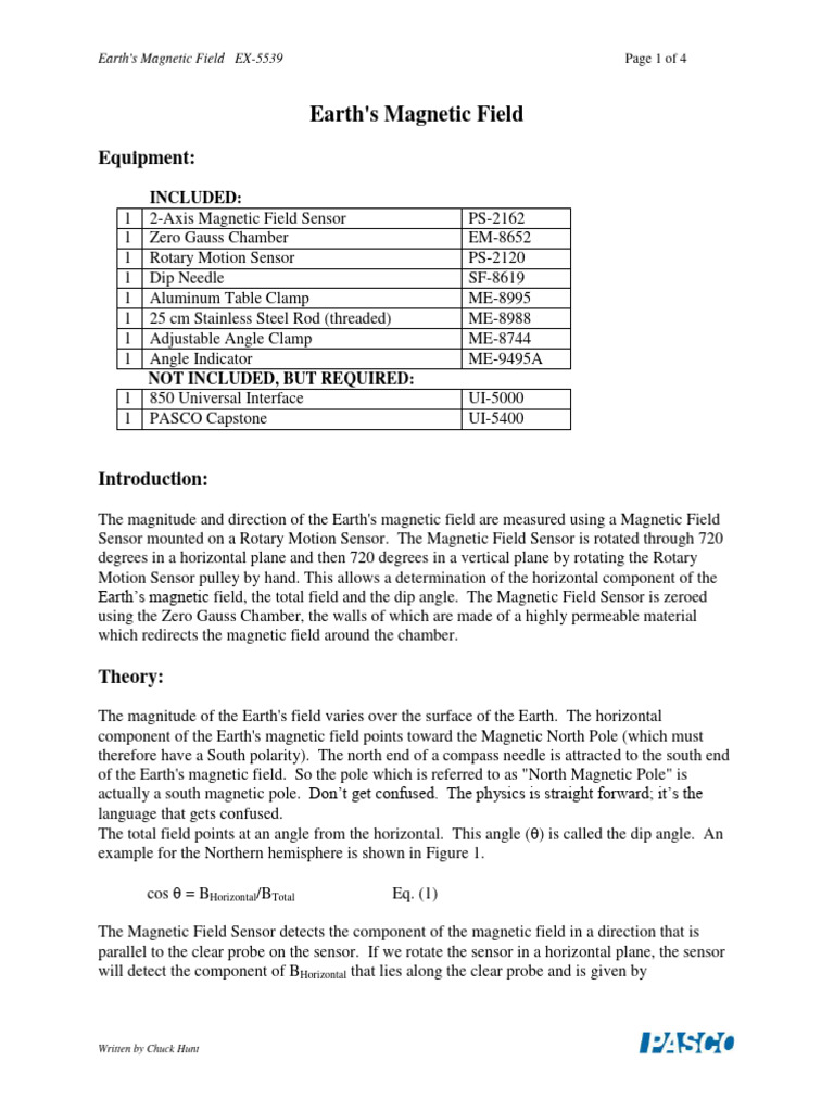 Earth's Magnetic Field Experiment Guide | PDF | Rotation | Compass