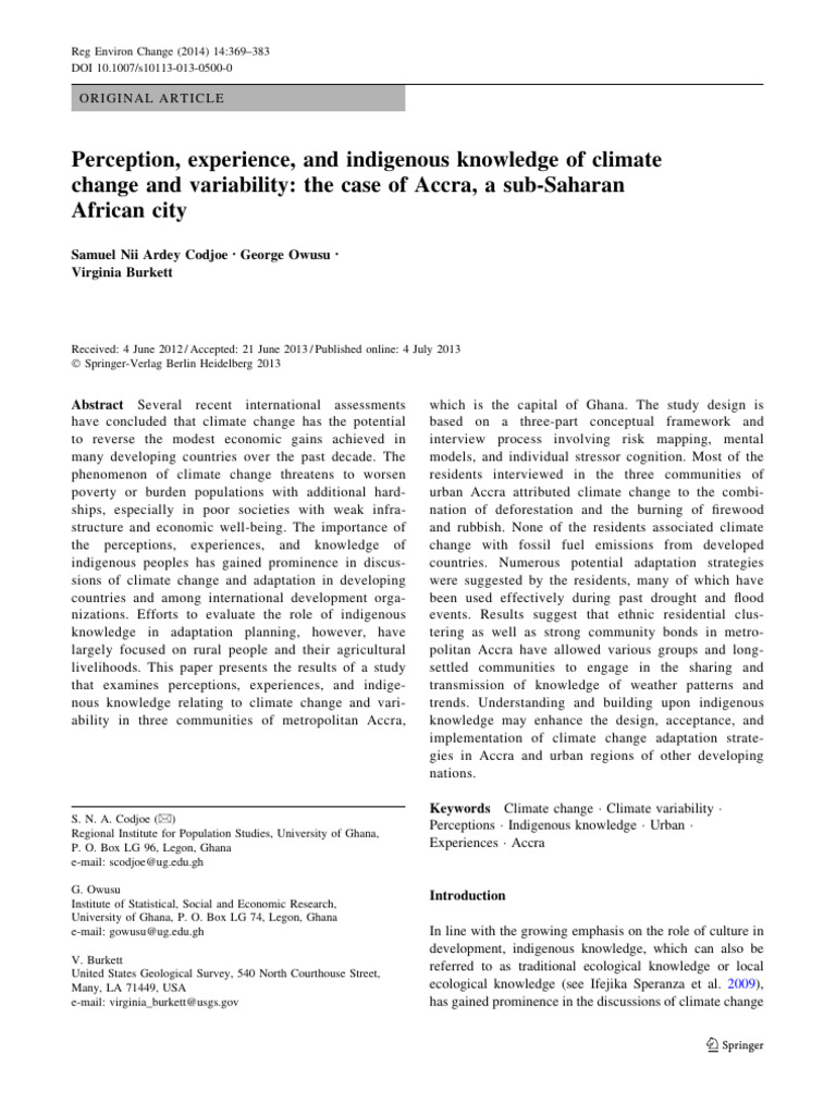 Indigenous Knowledge on Climate Change in Accra | PDF | Climate Change ...