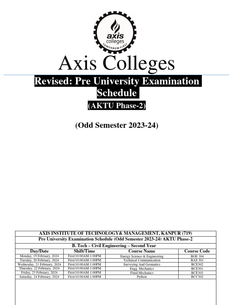 Revised Pu Examination Aktu Phase 2 Odd Sem 23 24 | PDF | Analytics ...