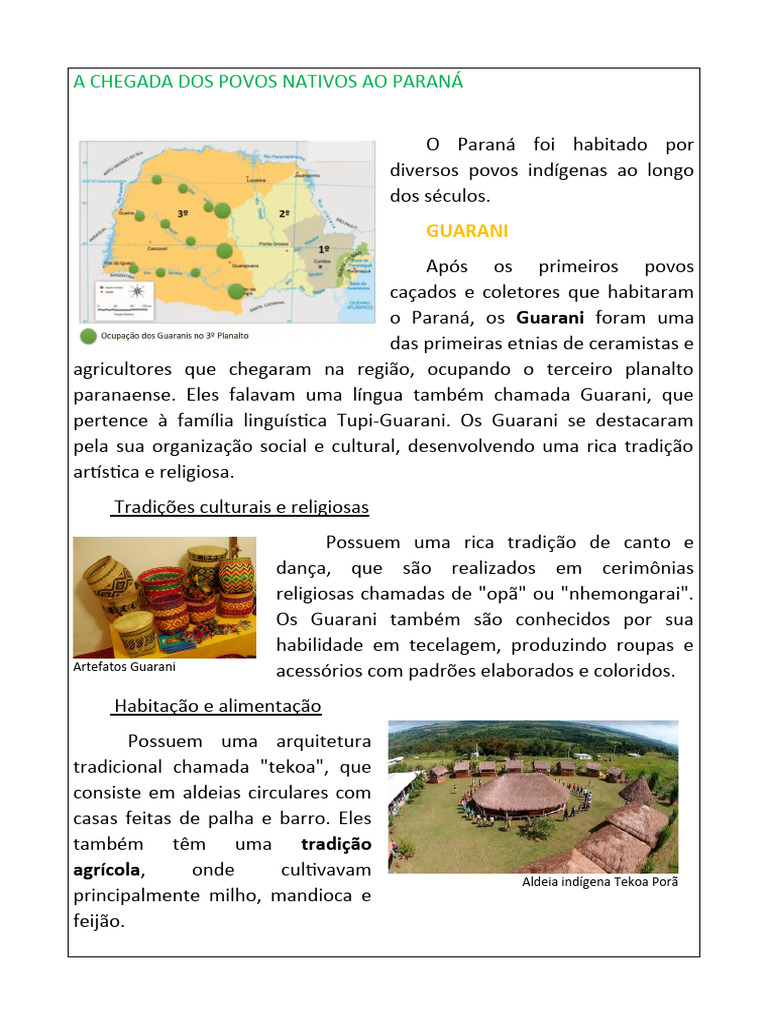 A CHEGADA DOS POVOS NATIVOS AO PARANa | PDF | Povos indígenas | Milho