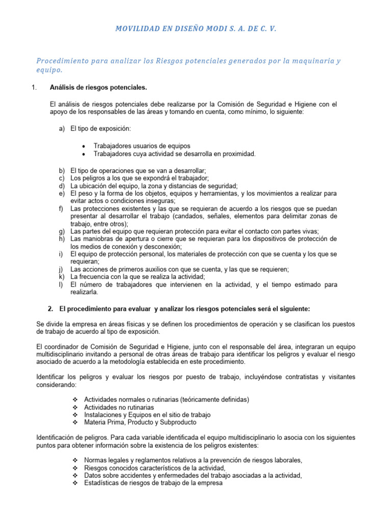 Análisis de Riesgos Potenciales en MODI | PDF | Riesgo | Seguridad y ...