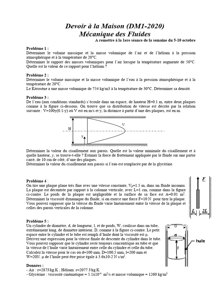 DM1 Solution 2020 | PDF | Pression | Fluide