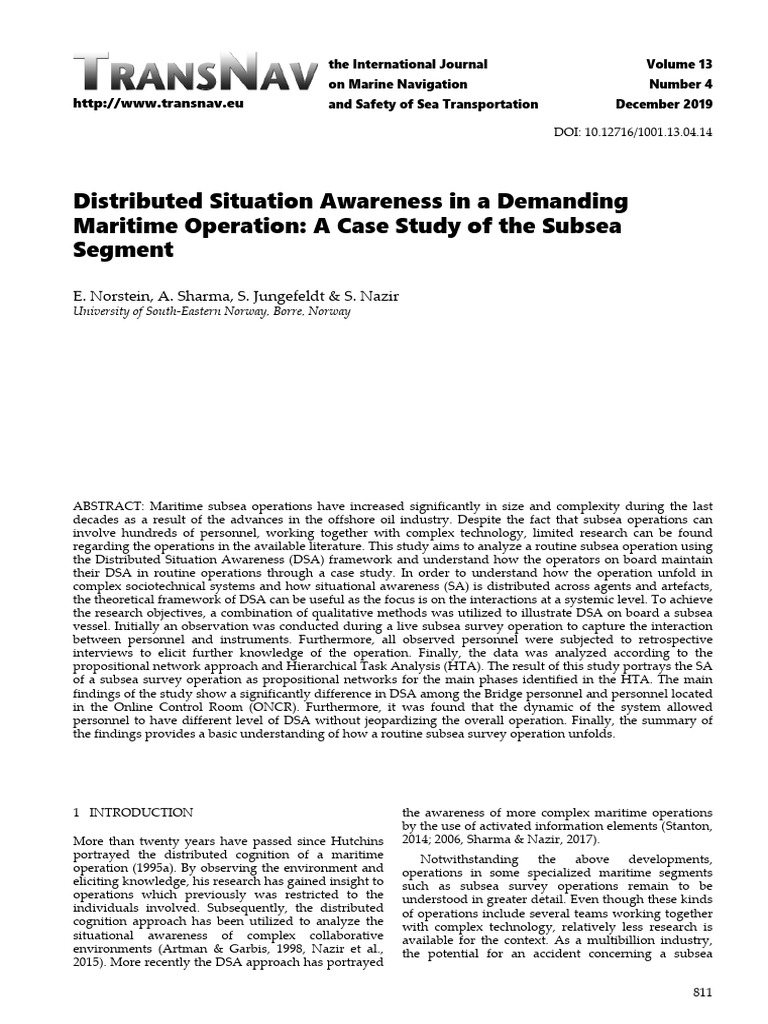 Subsea Operations: Distributed Awareness Study | PDF | Situation ...