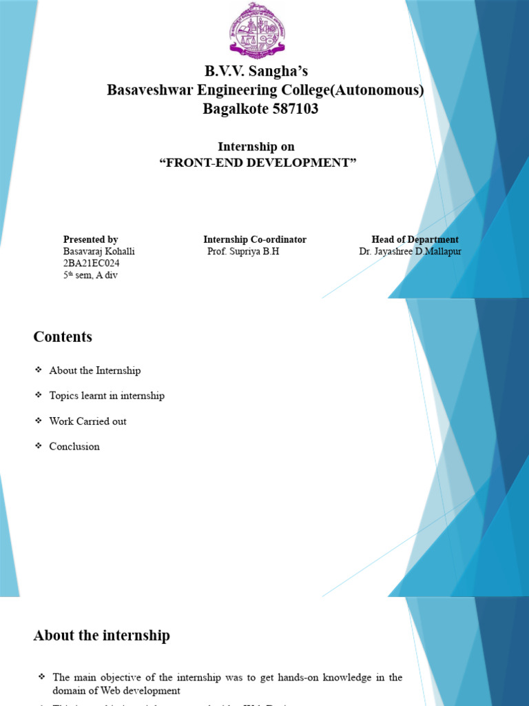 Front-End Development Internship Report | PDF | Html Element | World ...