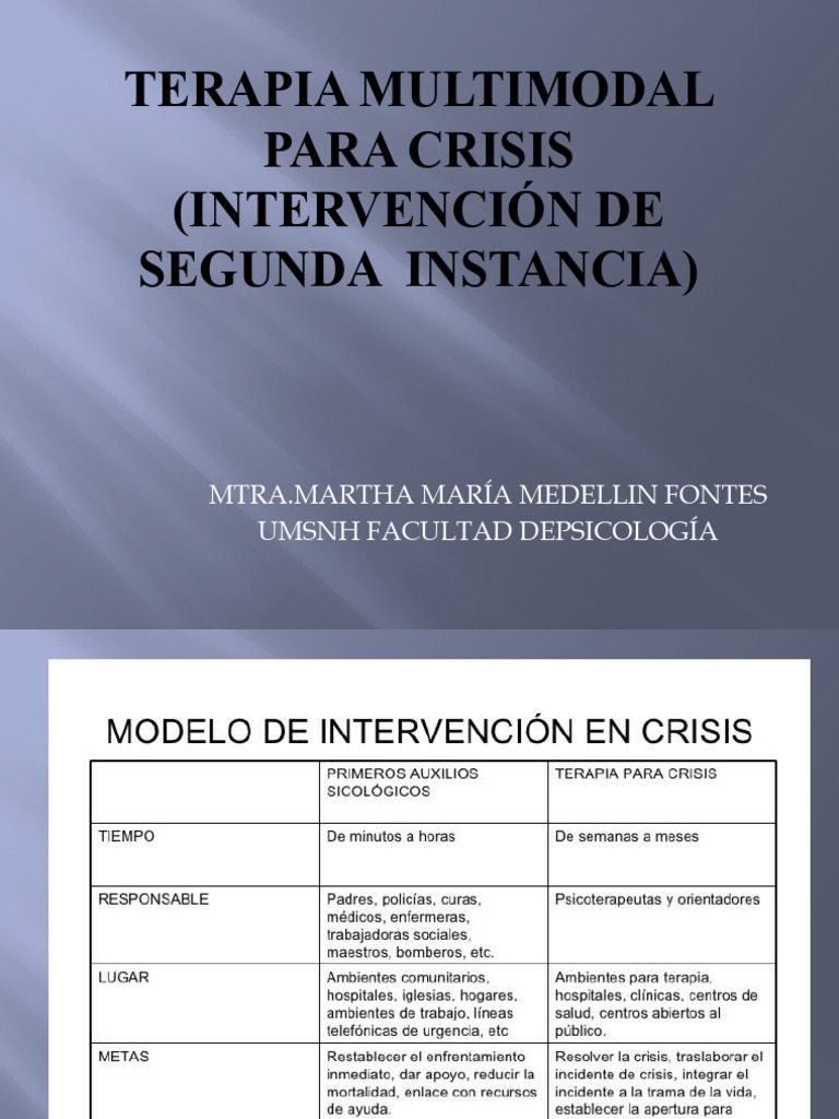 Terapia Multimodal para Crisis (Intervención de Segunda | PDF ...