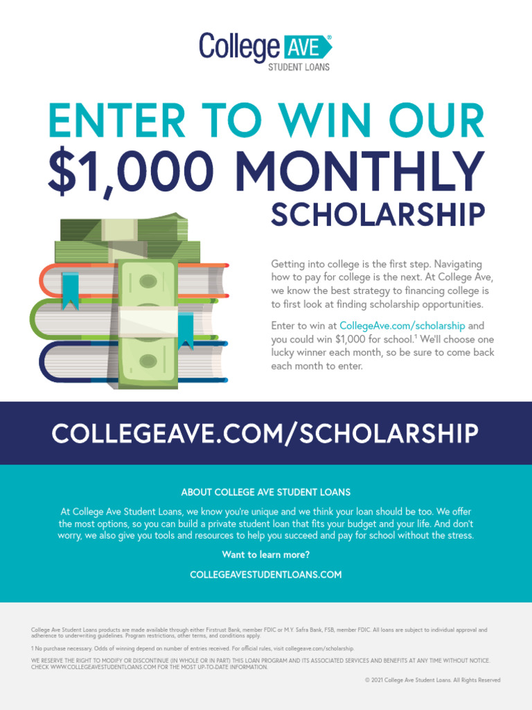  1000 monthly scholarship sweepstakes pdf banking financial services