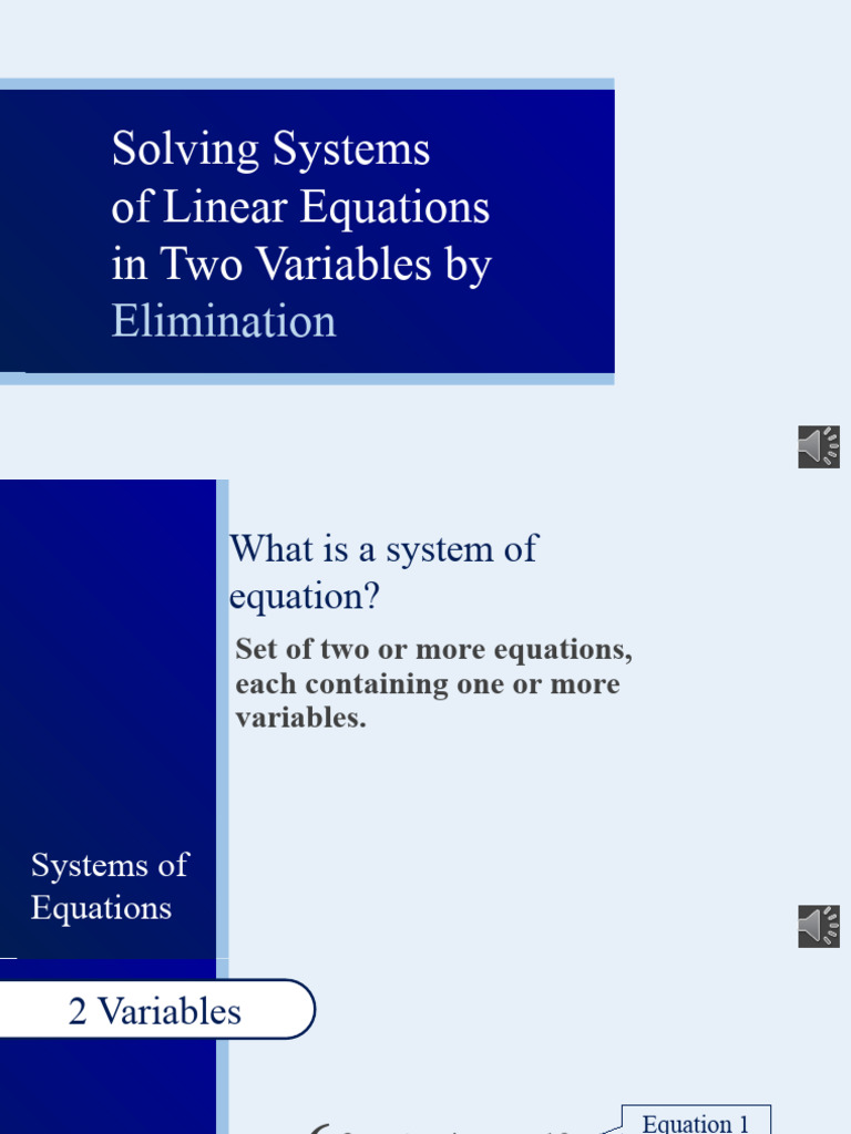 Solve Linear Equations by Elimination | PDF | Equations | System Of ...