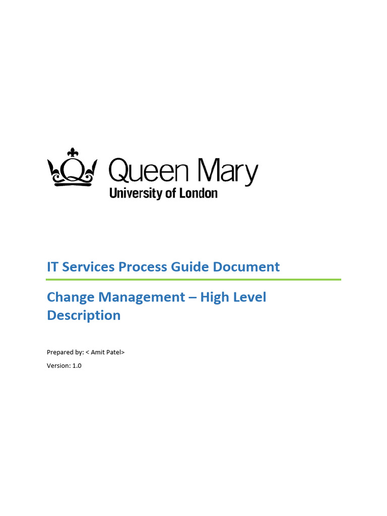 QMUL Change Management Process - v1.0 | PDF | Computer Hardware ...