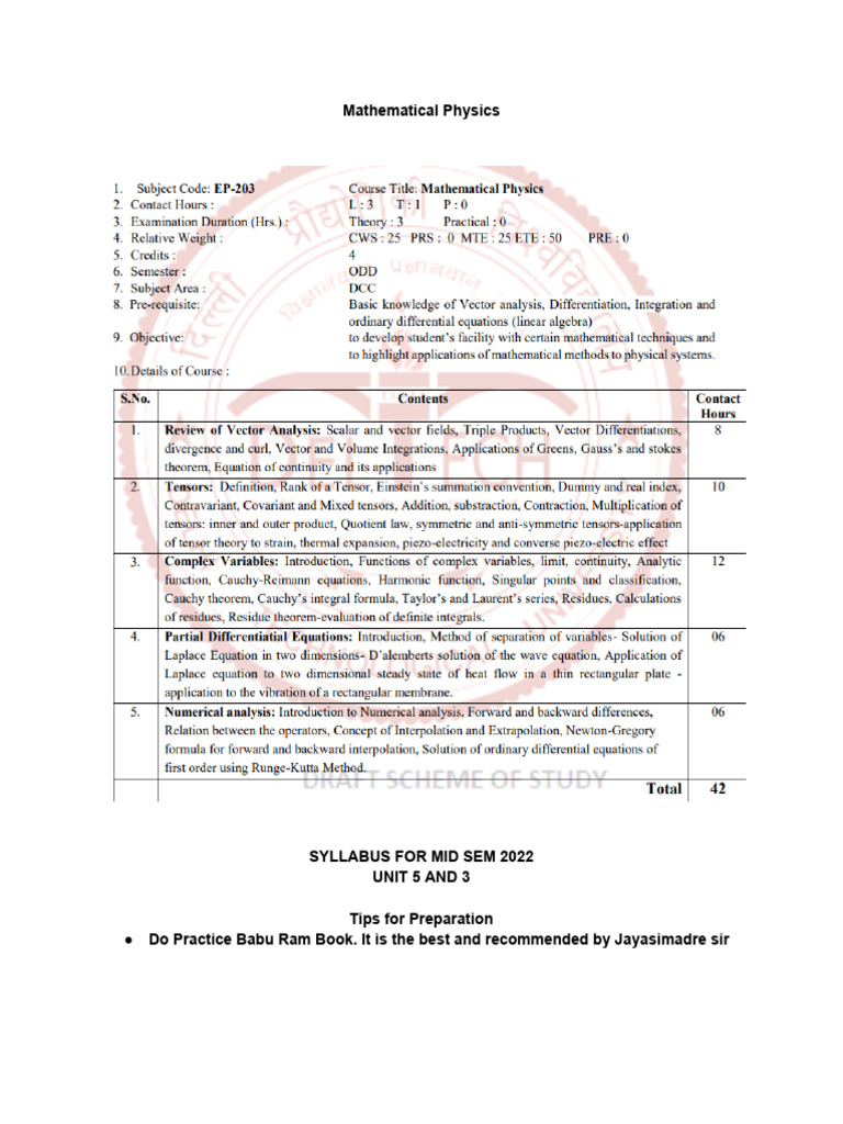 Mid Sem 2022 Math Physics Tips | PDF