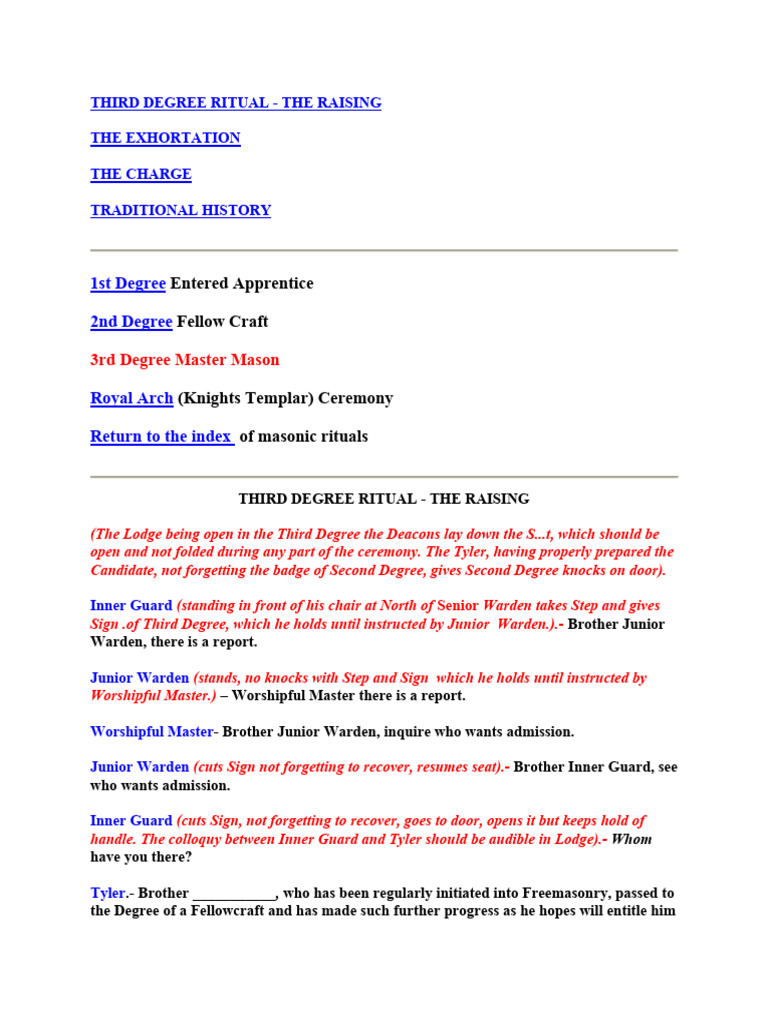 Third Degree Masonic Ritual Guide | PDF | Freemasonry | Masonic Lodge
