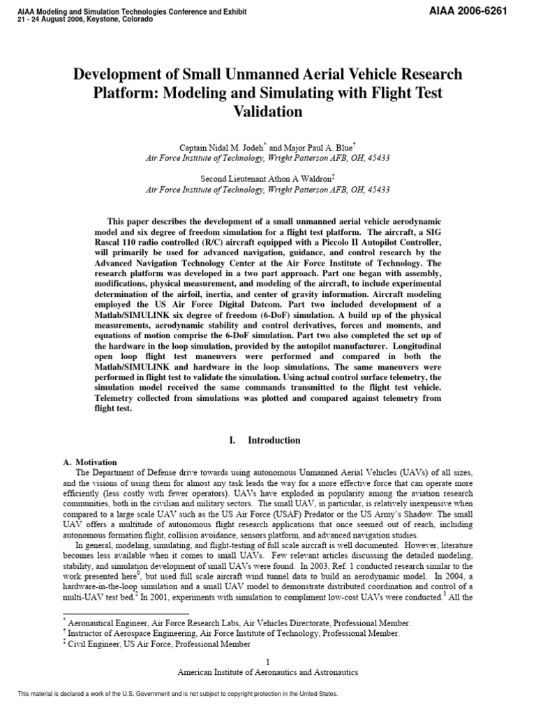 Development of Small Unmanned Aerial Vehicle Research Platform ...