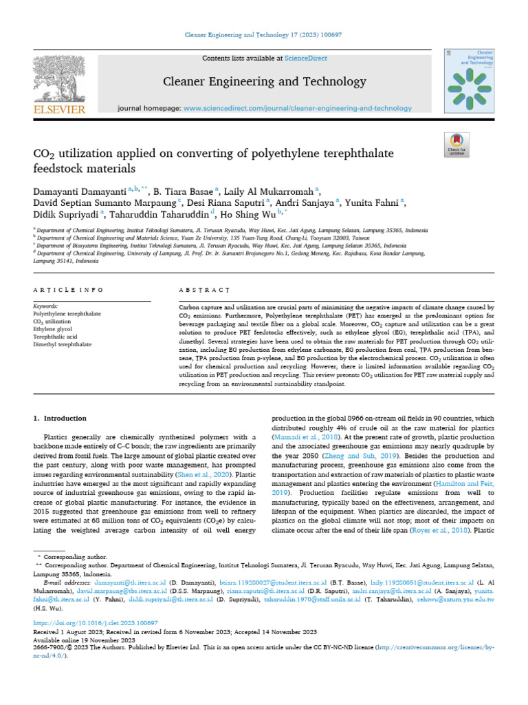 CO2 Utilization Converting of PET | PDF | Catalysis | Carbon Dioxide