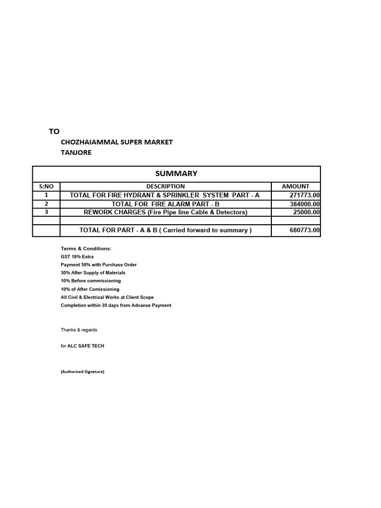 Fire Safety System Quotation Summary | PDF | Equipment | Manufactured Goods