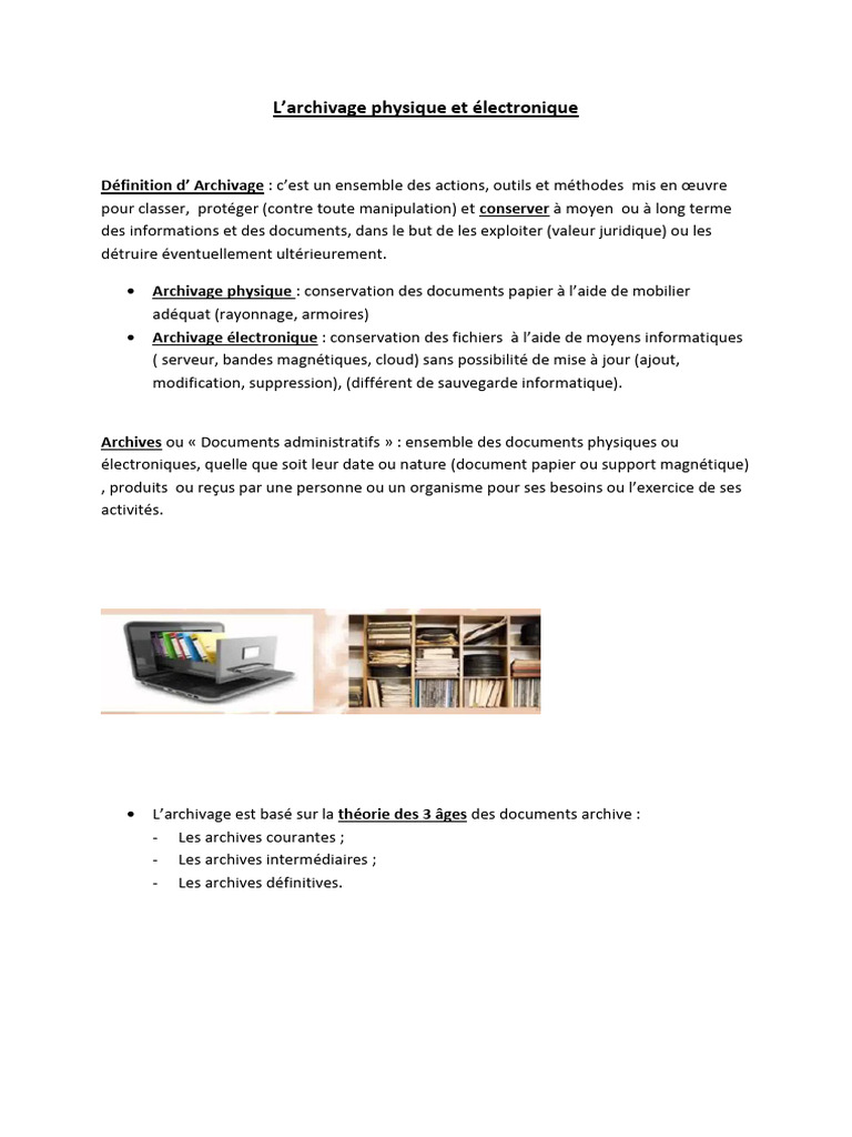 Archivage Physique et Électronique : Guide | PDF | Archives | Informatique