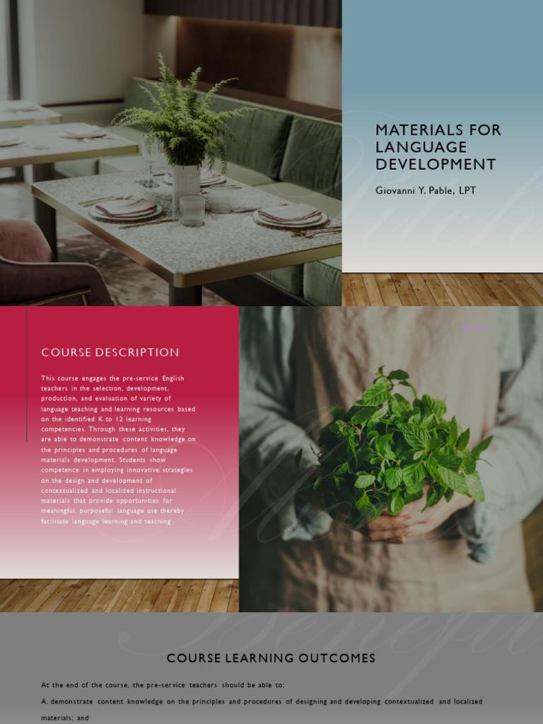Language Materials Development Course | PDF | Learning | Second ...