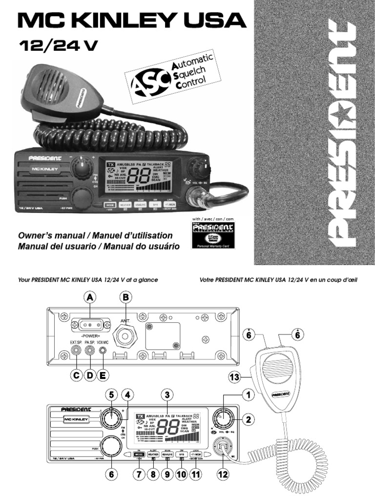 President Mckinley II Usa Owners Manual PDF Microphone Antenna