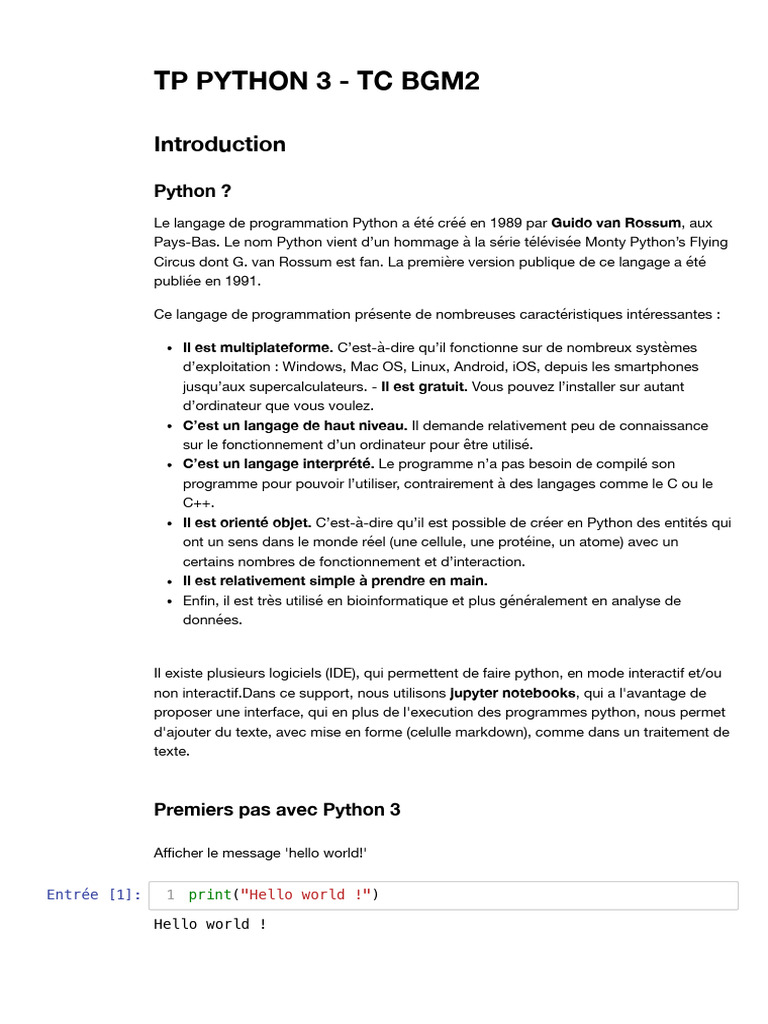 TP Python 3 pour Seconde | PDF | Variable (informatique) | Python ...