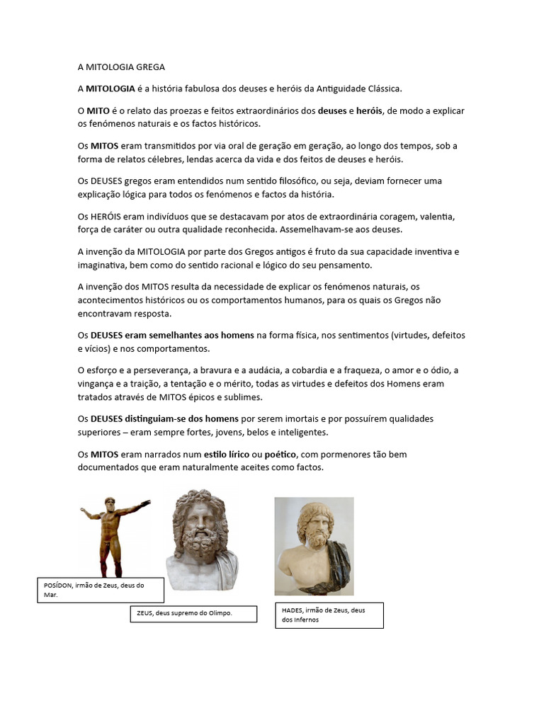A MITOLOGIA GREGA-Resumos | Download grátis PDF | Mitologia grega | Oráculo