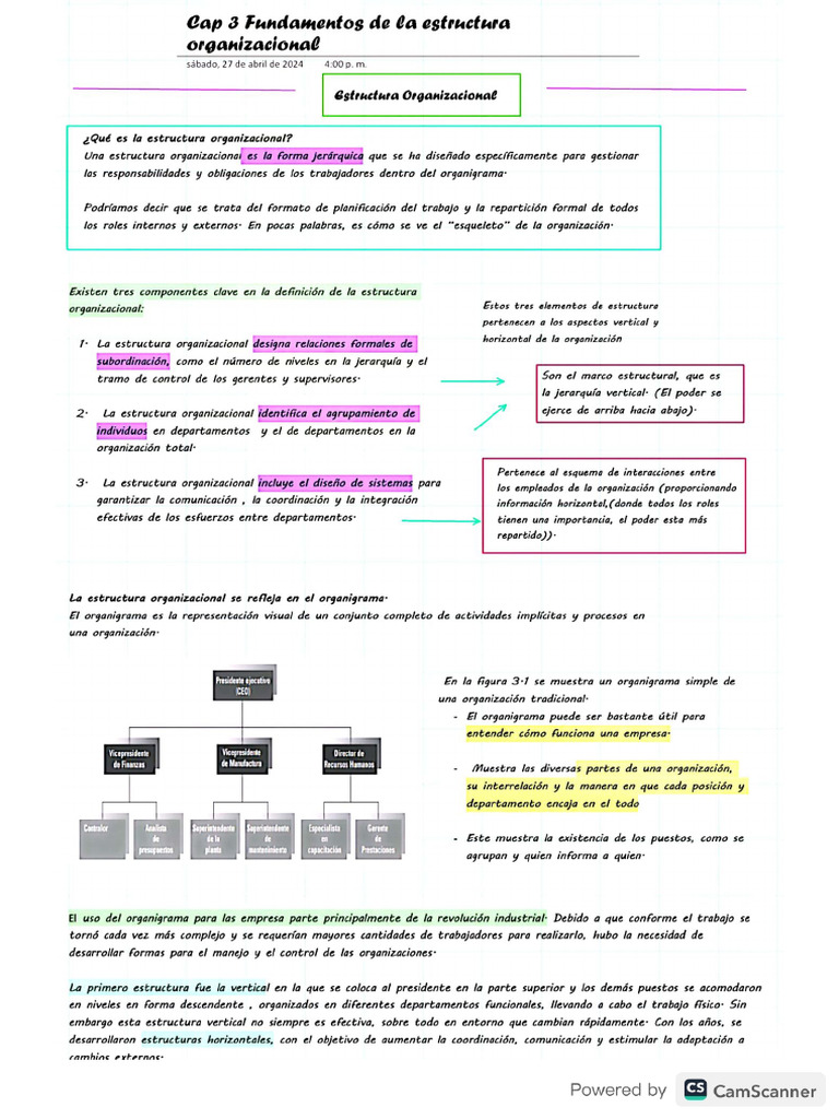 Capitulo 3 fundamentos de la estructura organizacional | PDF