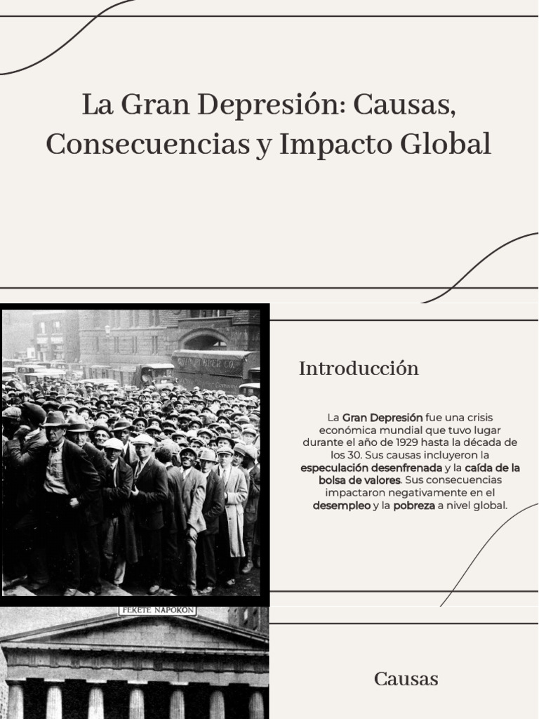 La Gran Depresion Causas Consecuencias e Impacto Global | PDF | Gran ...