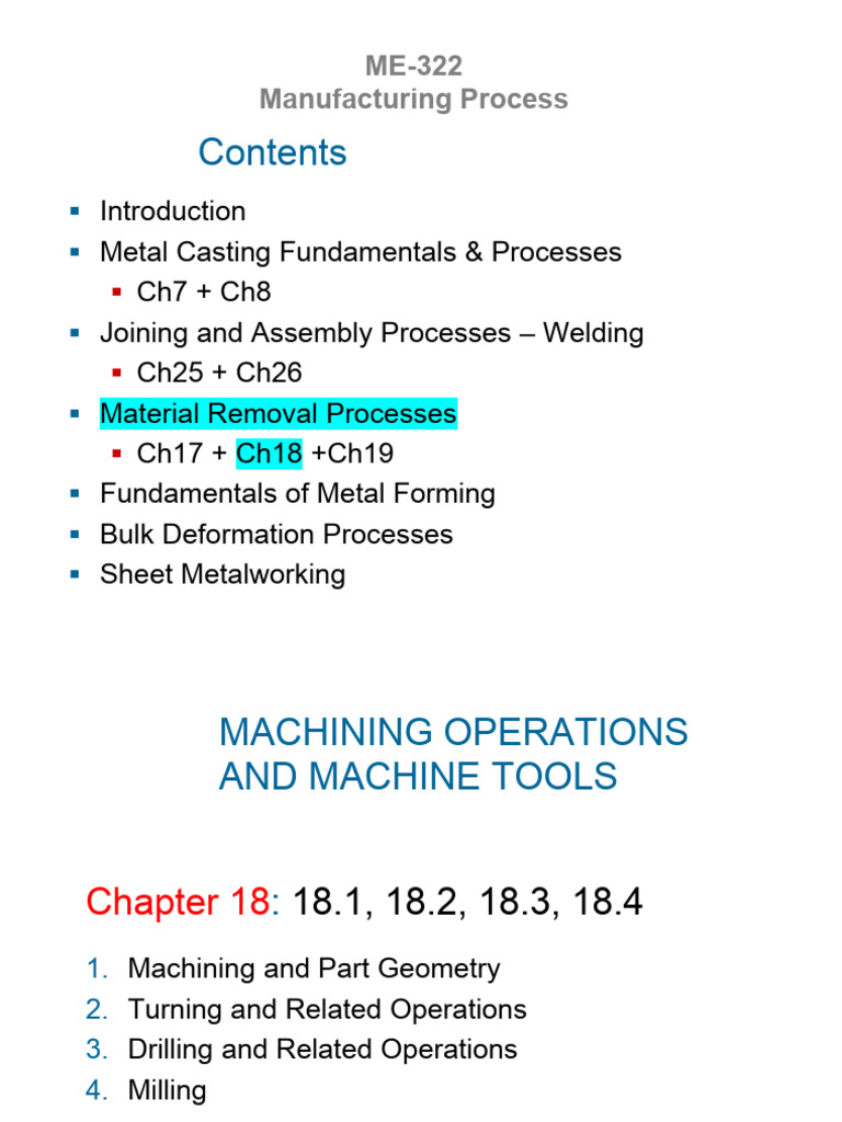 7 - Machining PART-2 (Chapter 18) | PDF | Machining | Tools