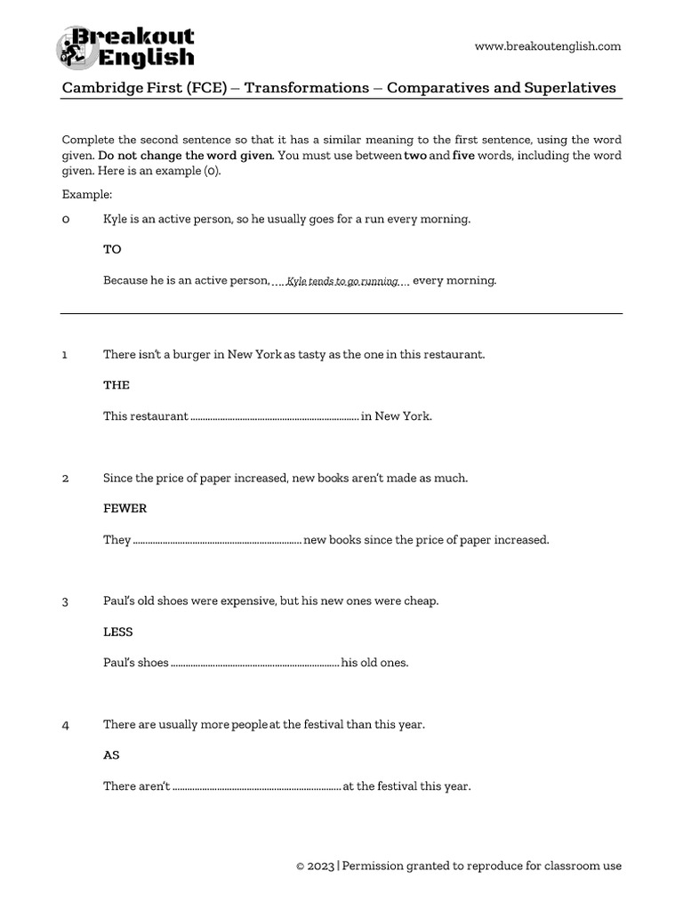 Rephrasing Modifying Comparisons | PDF