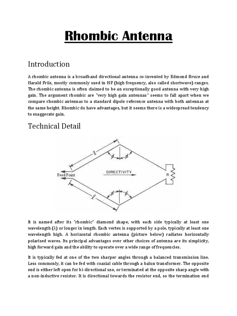 Rhombic Antenna Overview and Design | PDF | Telecommunications ...