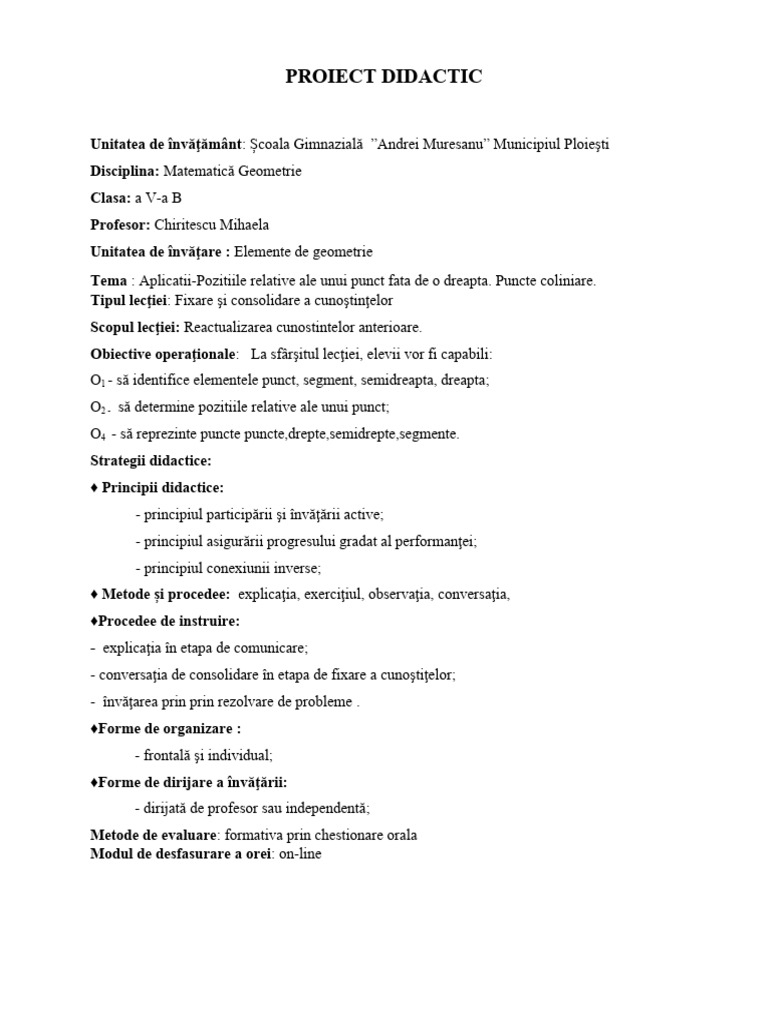 5 Proiect Elemente de Geometrie | PDF