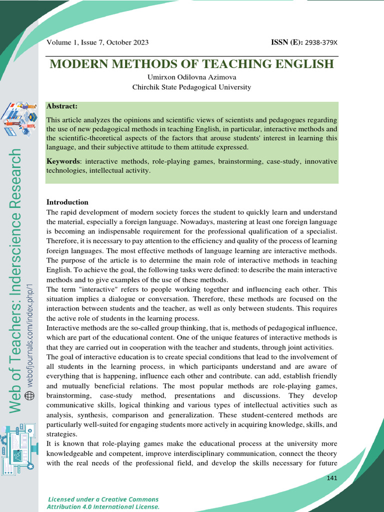 Interactive Methods in English Teaching | PDF | Learning | Pedagogy